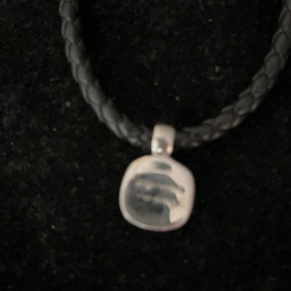 zoppini necklace silver, black cord & Rhinestone - Picture 2 of 8